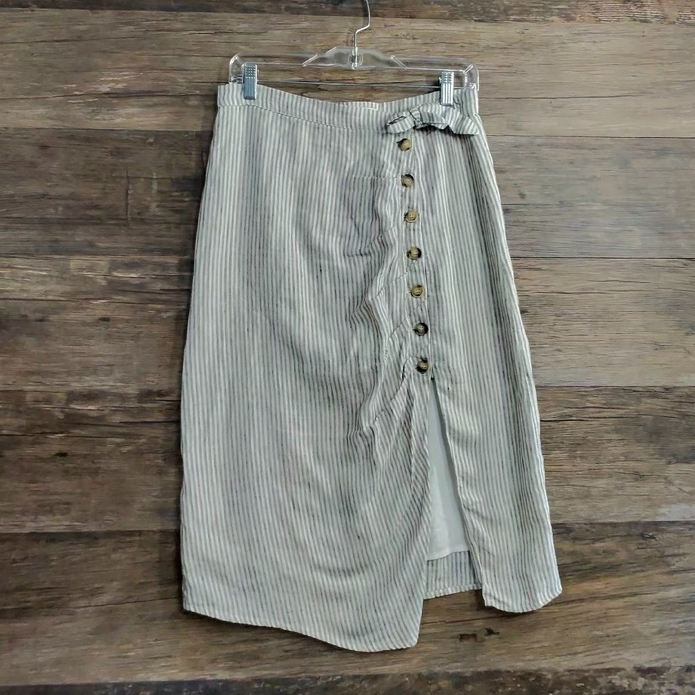 Audele Chic Button-Front Striped Pencil Skirt